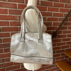 BLAQUE ARGENTINA  SILVER DISTRESSED LEATHER SHOULDER BAG HANDBAG SILVER HARDWARE